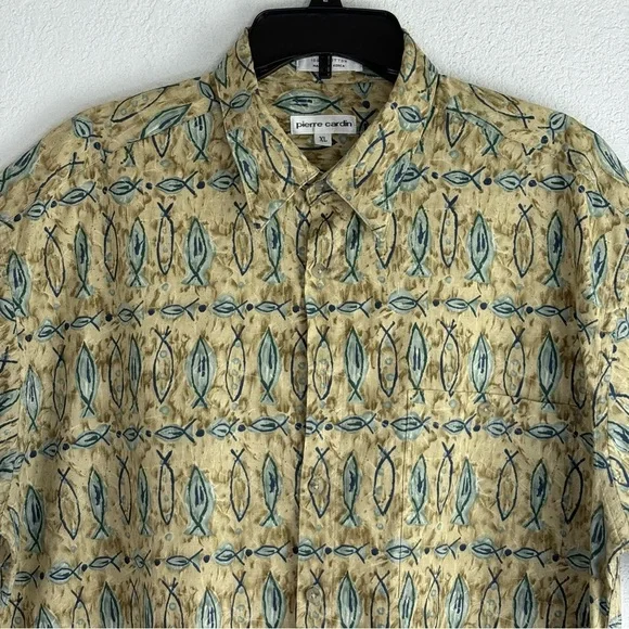 Vintage Pierre Cardin Men’s Shirt XL  100% Cotton Abstract Bohemian Menswear - Picture 2 of 8